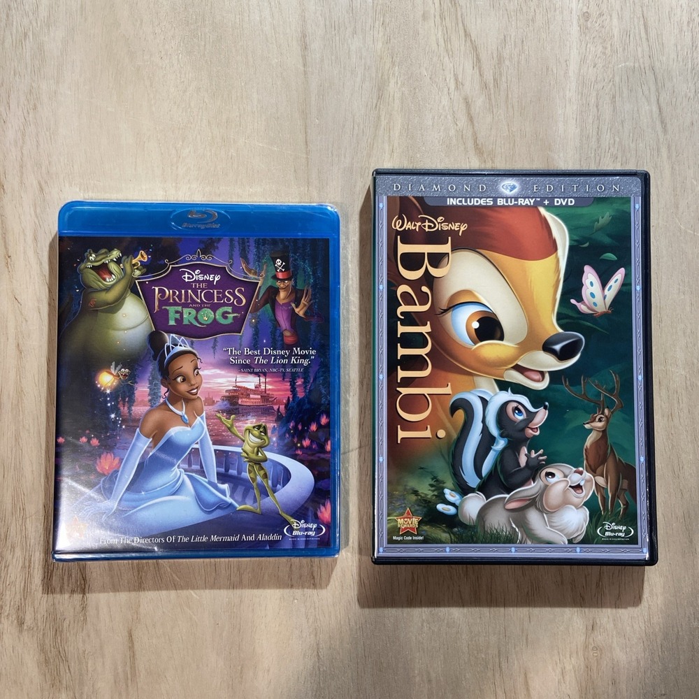 Disney The Princess & Frog and BAMBI (Blu-ray)‎ w/Slipcovers